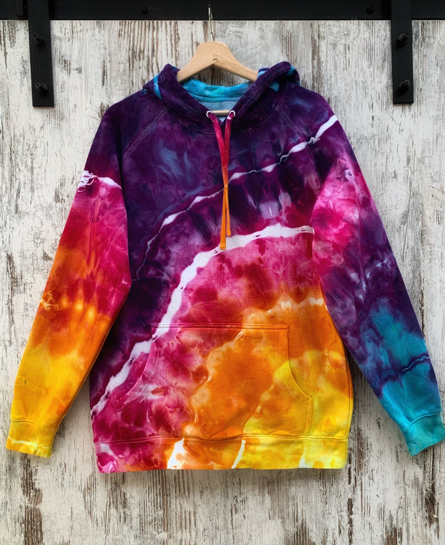 Hoodie - Rainbow Water Colour - L